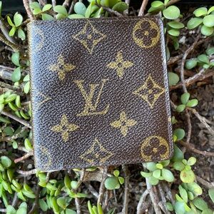 Louis Vuitton Brown Monogram Canvas Wallet with Gold Motif